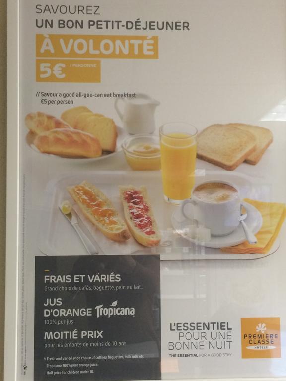 Premiere Classe Evreux Ngoại thất bức ảnh Breakfast menu